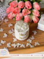 خرز أبيض فراشات تطريز