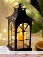 فانوس عتيق أسود بشمعة ثلاثية