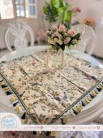 مفرش أنيق عصافير وزهور