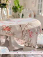 مفرش أبيض بزهور سيمون وعصافير - Image 2