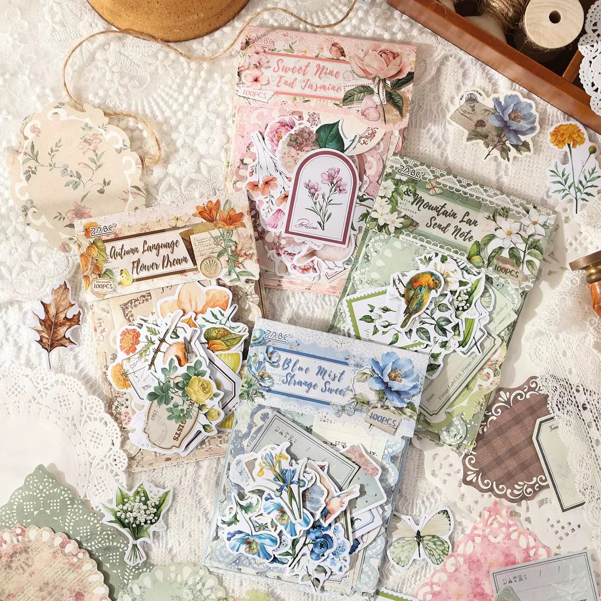 WhatsApp Image 2026-09-09 at 9.25.41 AM 100Pcs Vintage Floral Scrapbook Paper & Junk Journal Stickers - Image 1